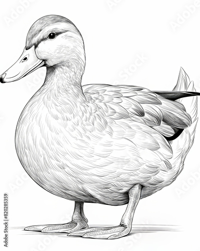 Coloring book for children, coloring birds, duck.