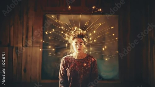 Video of woman developing her emotional intelligence. Concept exploring the mind, self-discovery, introspection, thinking process.