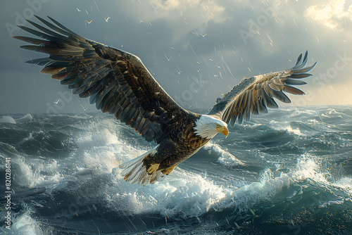 Riding the currents of hope, where dreams soar like eagles in the endless sky. Generative Ai. photo