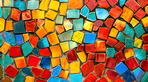 A colorful mosaic made of broken pieces of glass