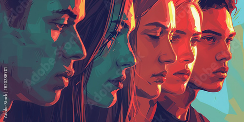 A cohesive ensemble of companions, masking an addict's tenuous hold on sobriety, while themselves harboring unspoken inner turmoils.