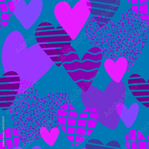 Valentines hearts seamless retro pattern for wrapping paper and fabrics