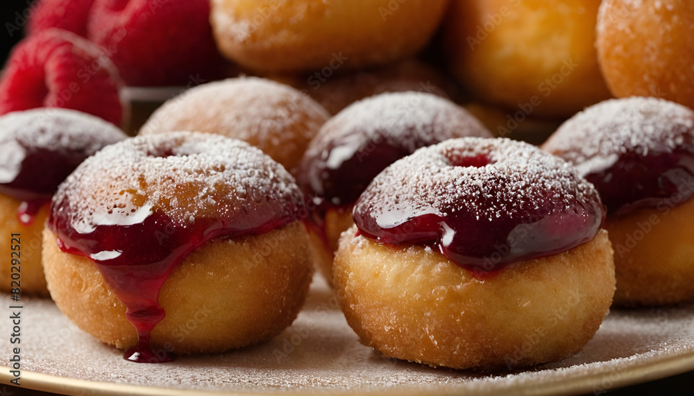 doughnut holes with raspberry jam