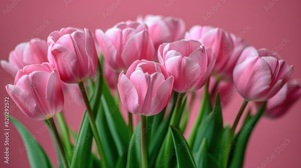 Beautiful composition spring flowers. Bouquet of pink tulips flowers on pastel pink background. more Space for text. Beautiful composition spring flowers. Bouquet of pink tulips flowers on pastel pink background. more Space for text.
