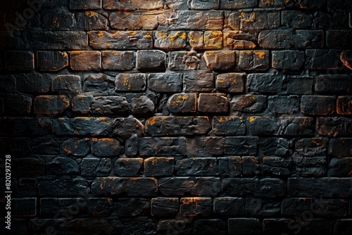 black brick wall  brickwork background for design