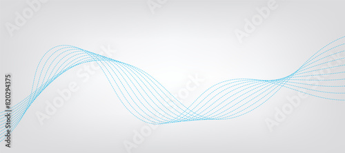 Vector abstract background with dynamic blue waves, lines and particles.	
