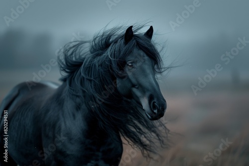 Icelandic horse portrait with mane blowing in the wind  showcasing the breed s natural beauty and spirit.