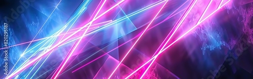 pink blue neon lines, geometric shapes, virtual space, ultraviolet light, 80's style, retro disco, fashion laser show, abstract background