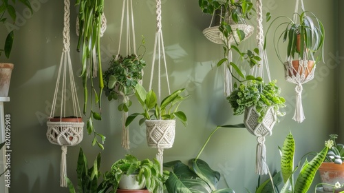 Bohemian Style Indoor Garden with Macrame Plant Hangers
