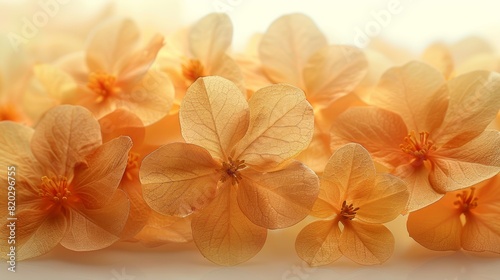 Decorative abstract pattern of pale yellow flower petals on a natural texture leaf. Macro texture  colored aesthetic photo with petals with veins.