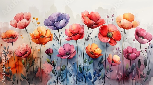 Watercolor of colorful spring. © DZMITRY