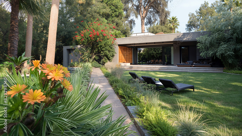 Obraz premium Luxurious Modern Villa with Indoor-Outdoor Living Spaces