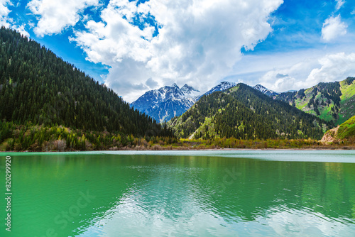 Fototapeta Naklejka Na Ścianę i Meble -  Picturesque mountain lake Issyk in Kazakhstan.
