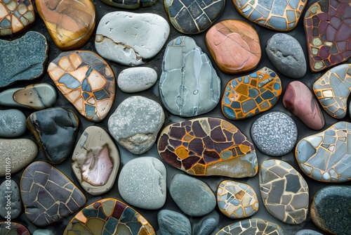 Close up of assorted colorful rocks photo