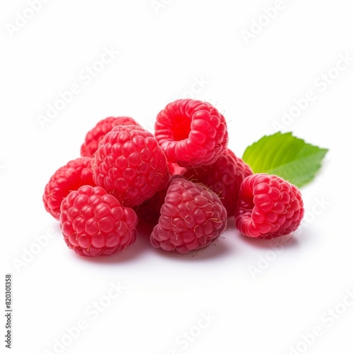 ripe red raspberry berry isolated on white background