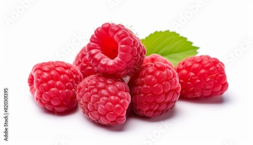 ripe red raspberry berry isolated on white background