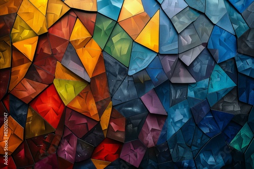 Colorful triangles in an abstract art piece