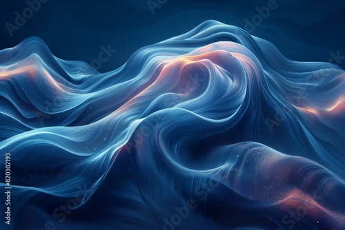 A close up of a blue and pink abstract background with waves