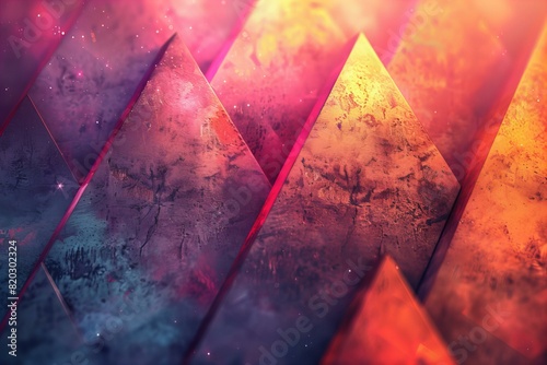 Close up of colorful triangle background photo
