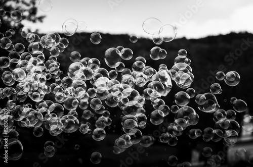 black and white abstract art photography bubbles