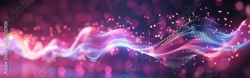 Abstract Wave stream data. Speaking sound wave, Music sound wave, Dynamic light flow, with blurred neon light effect, abstract background