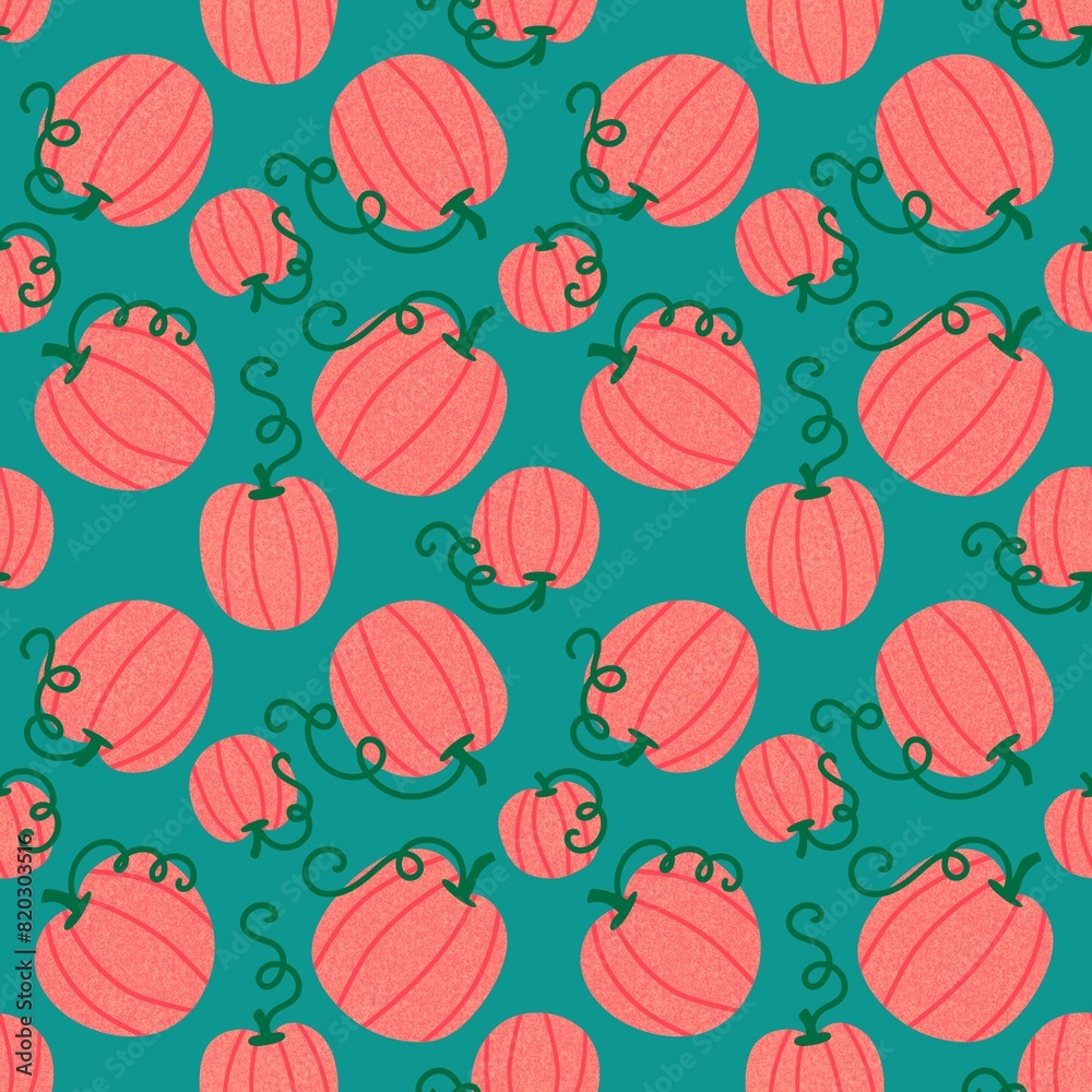 Halloween pumpkins seamless monsters pattern for wrapping paper and fabric Halloween pumpkins seamless monsters pattern for wrapping paper and fabric