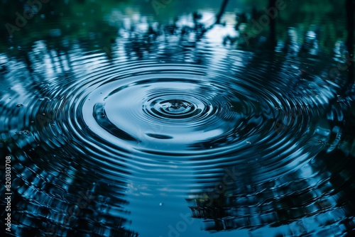 A close up of a circular ripple in a pond of water