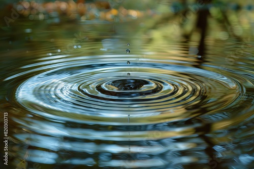 Close-up water drop pond tree background