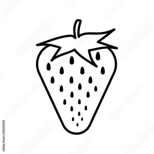 Strawberry vector in line art design style isolated