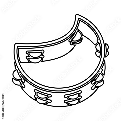 A tambourine musical instrument in line art style vector