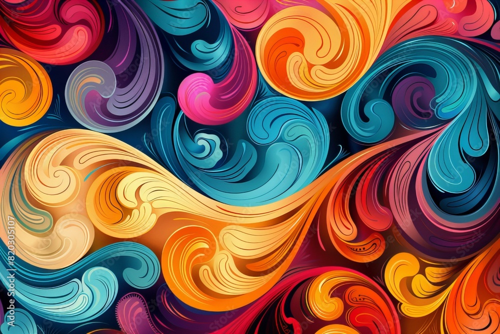 Close up of abstract swirls background in various colors Close up of abstract swirls background in various colors