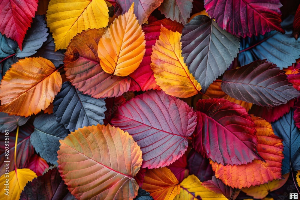 Colorful autumn leaves scattered on the ground Colorful autumn leaves scattered on the ground