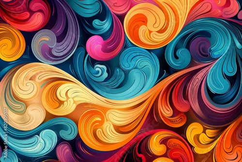 Close up of abstract swirls background in various colors