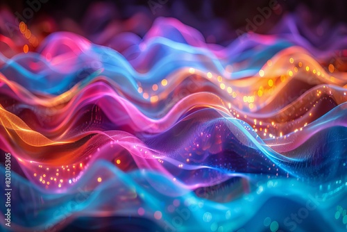 Colorful abstract light waves background