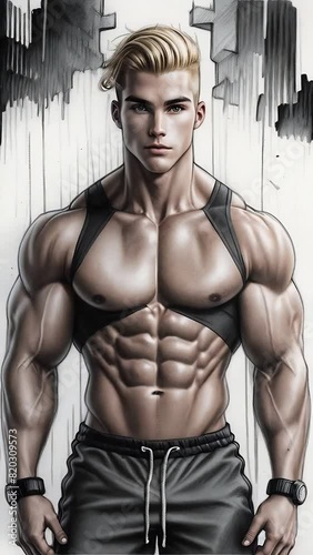 Mascular bodybuilder man photo