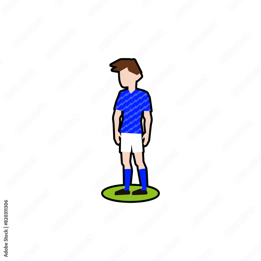 自然な姿勢で両手を下ろして立っているサッカー選手。_サッカー日本代表フィールダー01黒フチ