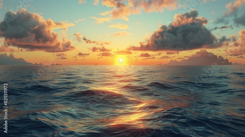 sunset in the sea realistic