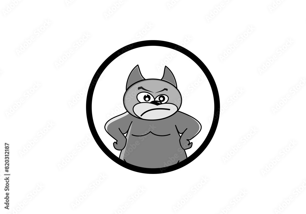 angry cartoon cat logo design vector