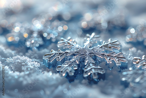 Delicate Snowflakes on Minimalistic White Background - Business Stock Photo