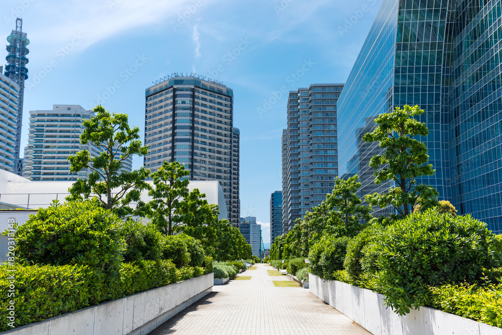 (神奈川県ー都市風景)青空のみなとみらい都市風景3 (神奈川県ー都市風景)青空のみなとみらい都市風景3