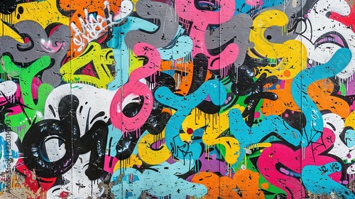 Urban Graffiti Art  Vibrant  Seamless Pattern on Weathered Wall