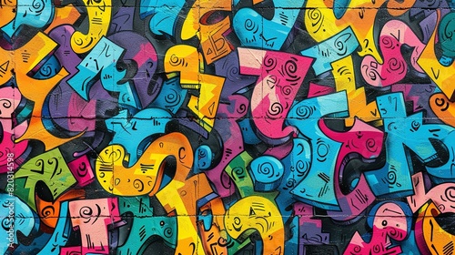 Wallpaper Mural Seamless Pattern of Urban Graffiti on Weathered Concrete Wall Torontodigital.ca