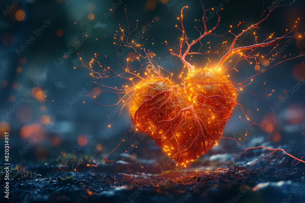 Health and life concept, heart on a dark background. Health and life concept, heart on a dark background.