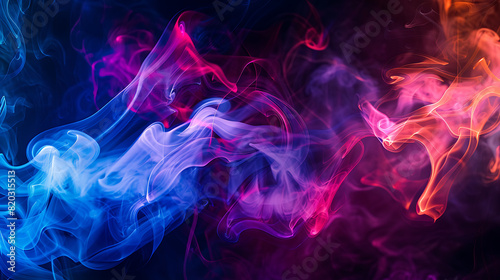 multicolored smoke swirling against a dark background