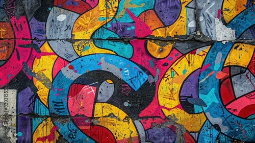 Vibrant Seamless Pattern of Colorful Graffiti on Weathered Concrete Wall