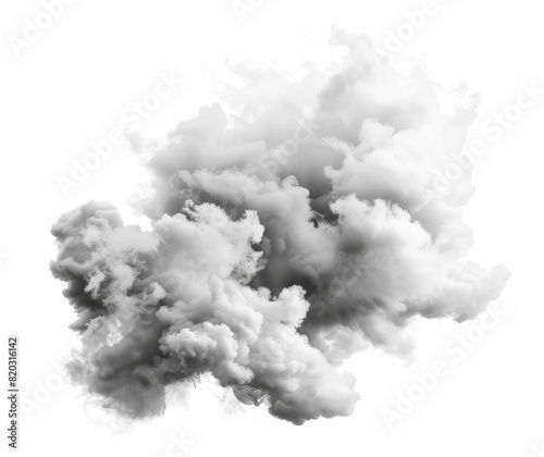 White cloud on white background isolated, top view. Realistic fog and smoke.masterpiece with high resolution and sharp details of smoke or mist.