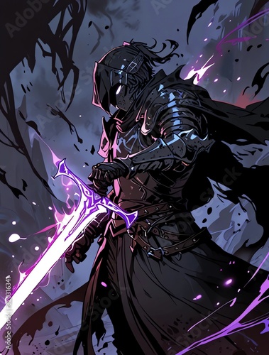 mystical warrior in the night