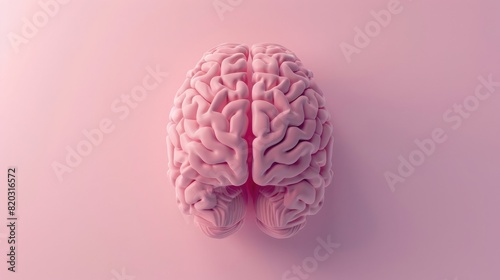 top view a love shaped brain on pink background realistic