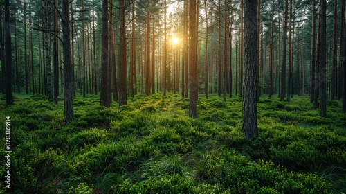a verdant forest rich with various tall trees and bushes serves as an ideal carbon offset solution for environmental protection