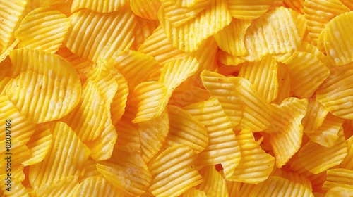 top view ridged potato chips close up realistic